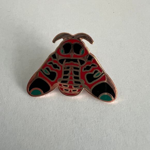 Rose Gold Tone Metal & Enamel Multicolor Moth Pin - Picture 2 of 5